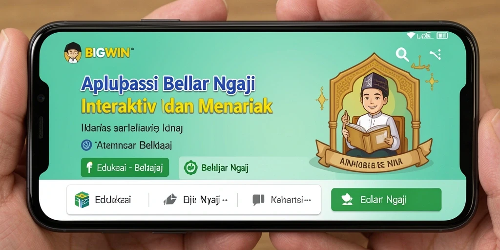 Tampilan antarmuka aplikasi BIGWIN untuk belajar ngaji yang menarik.