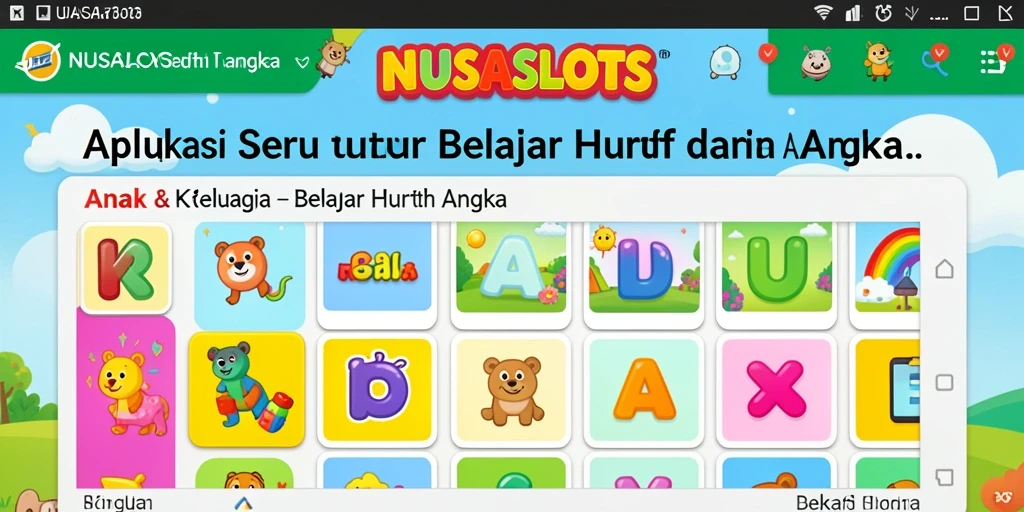 Antarmuka NUSASLOTS yang menarik untuk belajar huruf dan angka.