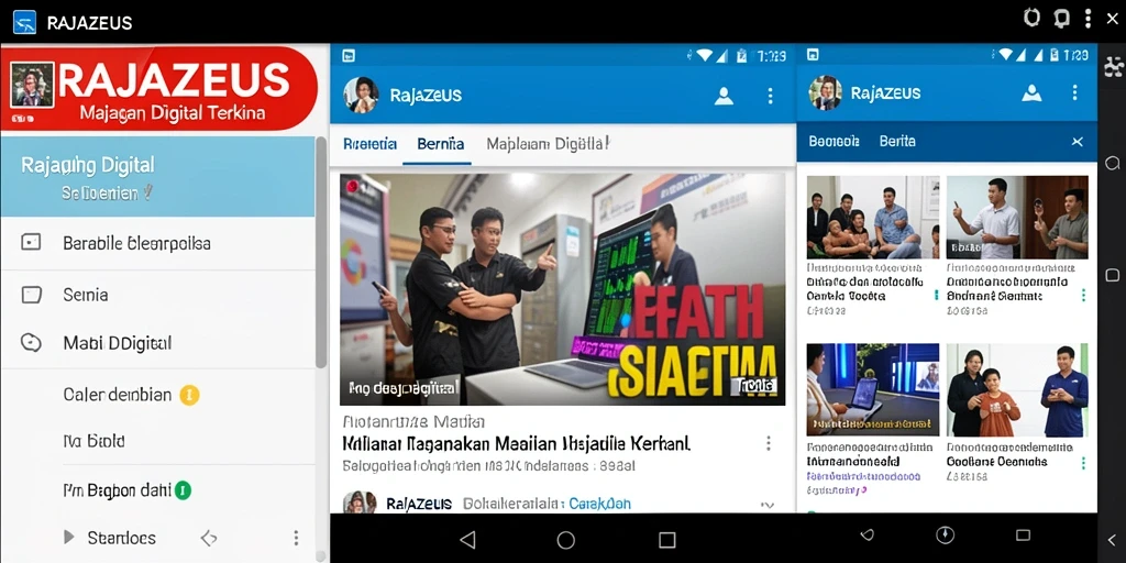 Tampilan antarmuka aplikasi Majalah Digital RAJAZEUS yang modern dan menarik.